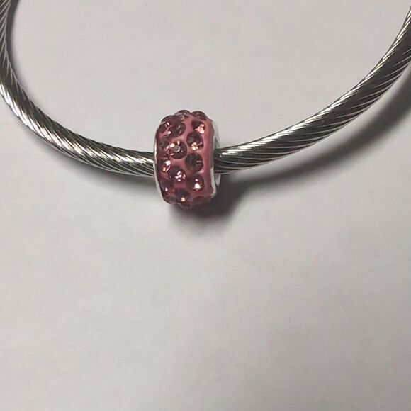 Pink Rhinestones‎ Charm for Pandora Style Bracelet - Picture 1 of 4